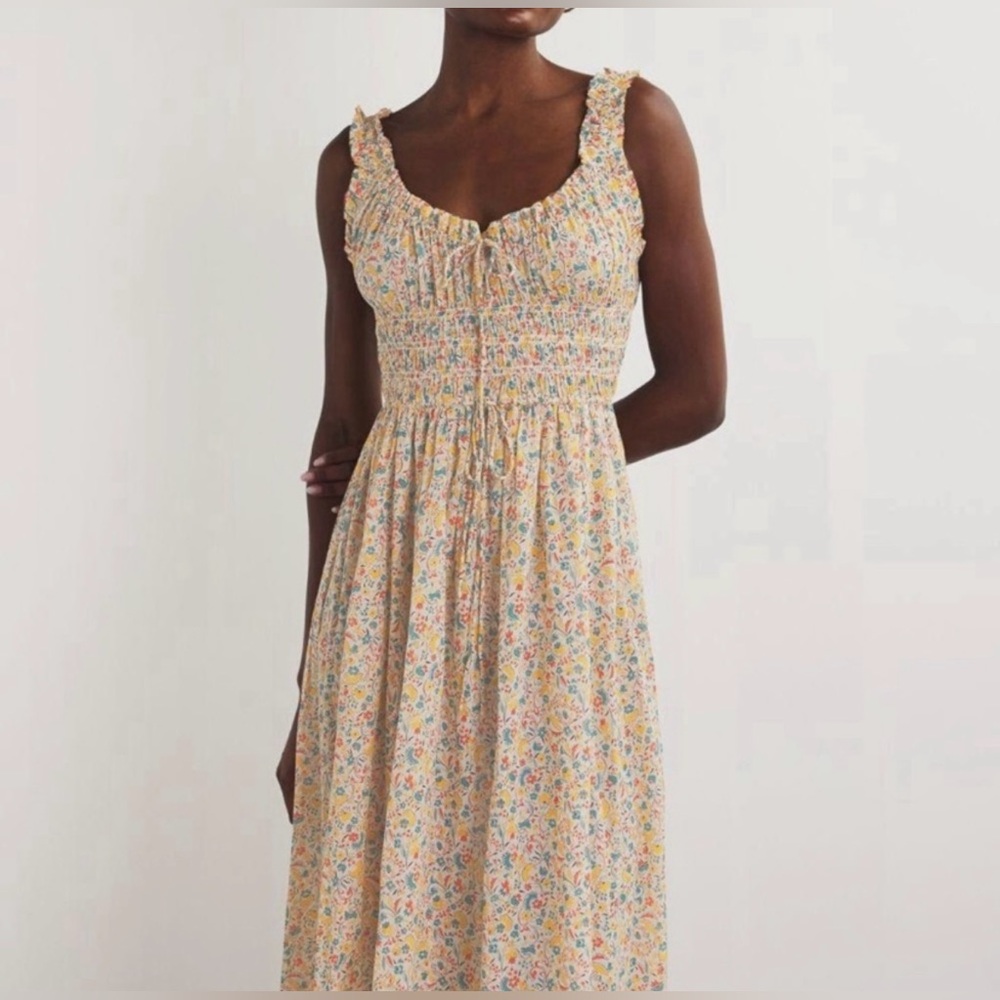 Doen Cream Floral Midi Dress